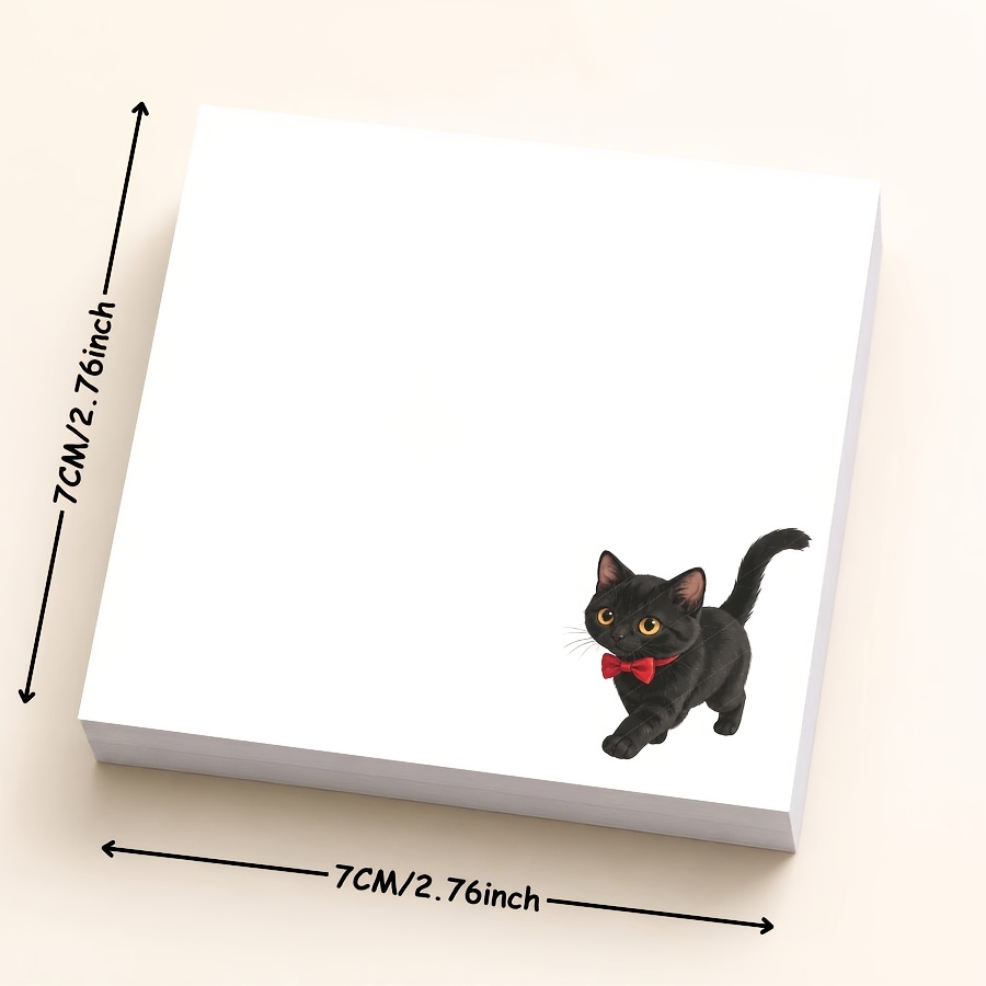 TEMU Black Cat Memo Pad, Cute Black Kitten With Golden Eyes And Red , To-do List, Daily Planner, Journaling & Note Taking