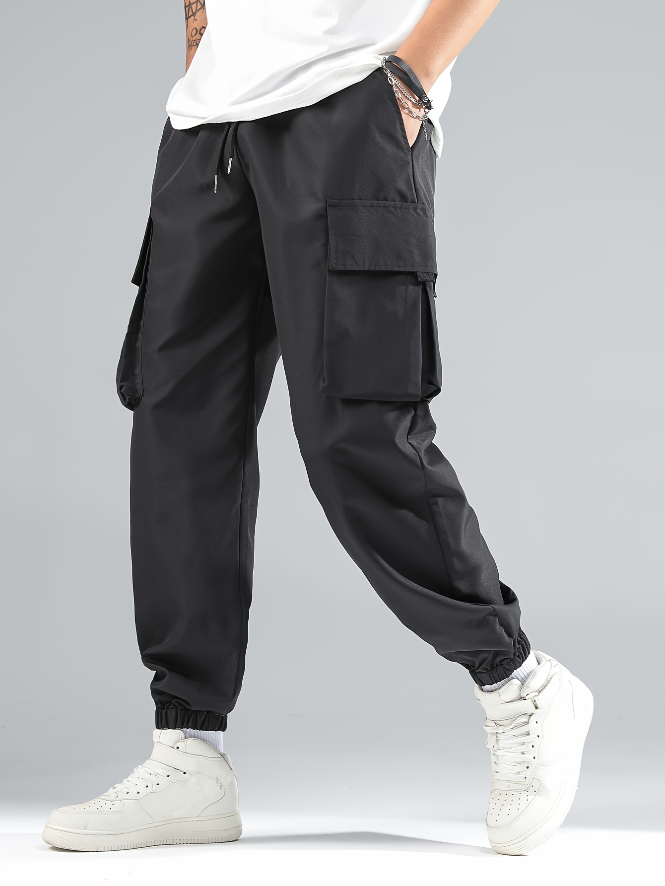 Plus Size Men's Solid Fashion Vintage Loose Cargo Pants - Temu