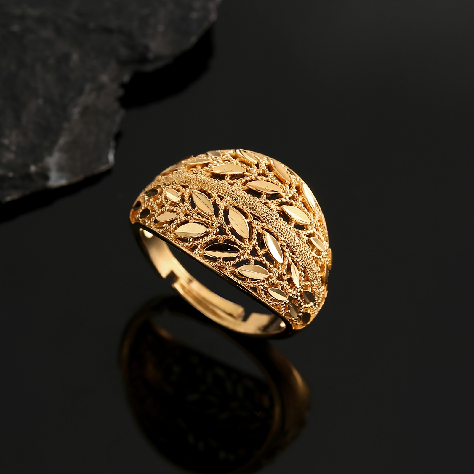 TEMU This Adjustable 22k Gold-plated Ring Features A , Ramadan And Suitable For Weddings, Making It An Exquisite Gift For Girlfriends Or Mothers