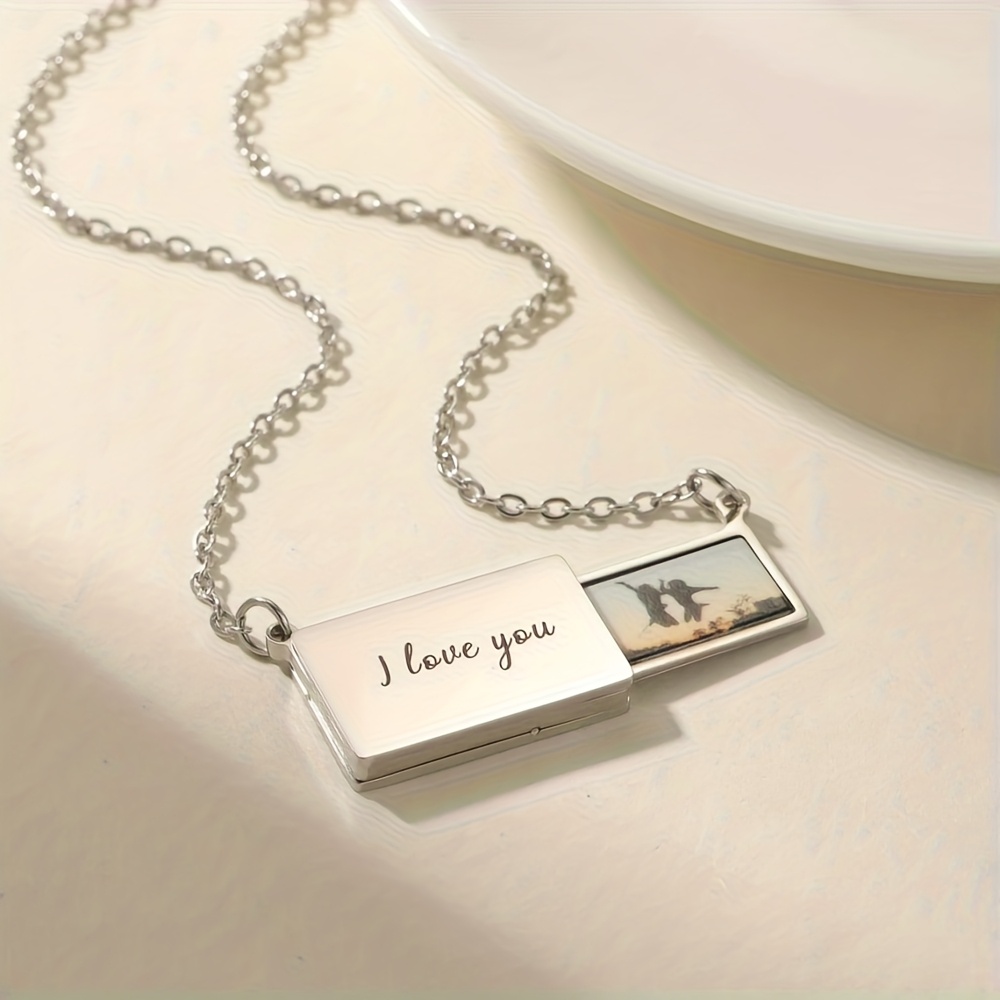 E-shop Personalisiertes Medaillon-Halskette mit Paarfoto, Personalisierte Familienfoto-Halskette, Edelstahl-Freund-Foto-Halskette,