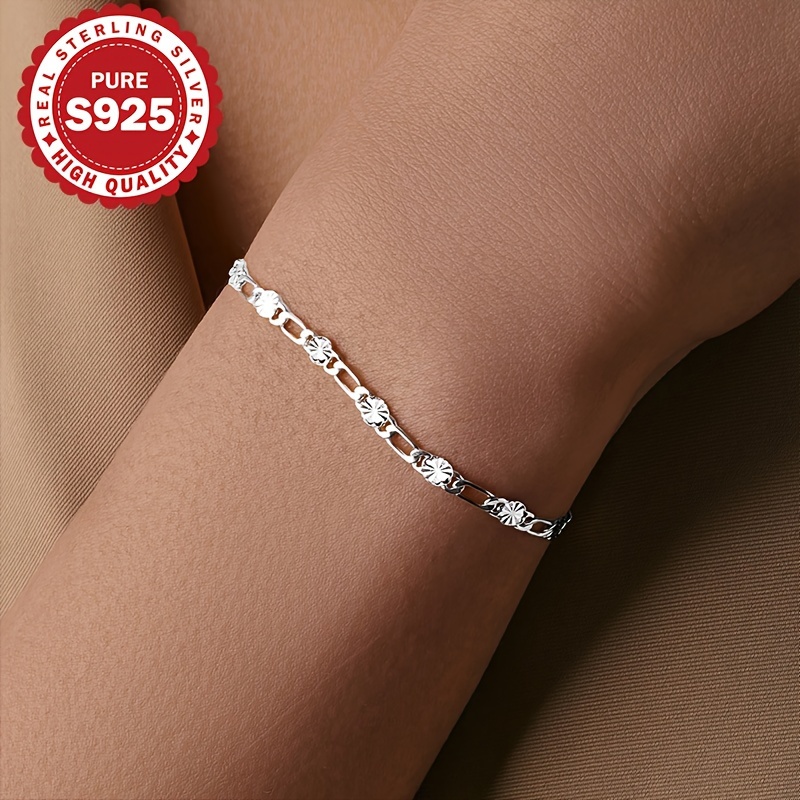 Image of 1pc Of Bracelet, S925 Sterling Silvery Elegant And Unique Hip-hop Style Women's Gift, Hypoallergenic.kpop Style Jewelry.