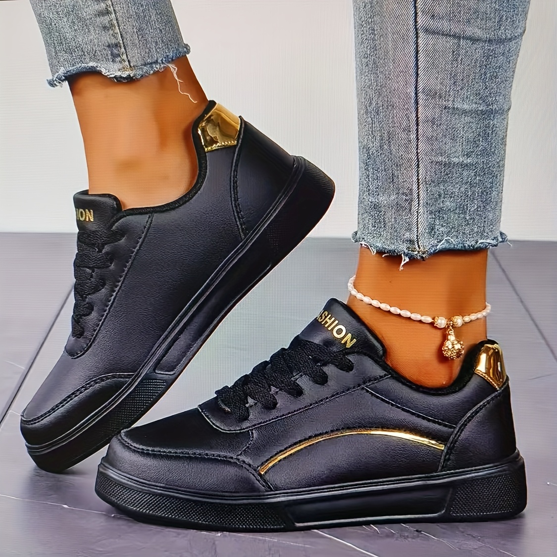 zapatillas negras doradas mujer zapatillas deportivas Temu Spain