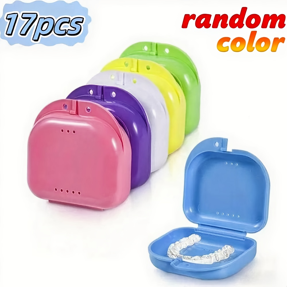 17pcs of Packaging -   Case for Dental Retainers - Multi-Functional   Oral Protection Equipment Storage Box - Storage Box with Ventilation Design, Sturdy And Durable, Hygienic, Can Protect Dental Retainers, Partial Dentures,  .