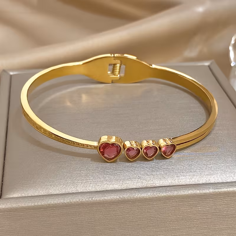 love heart synthetic synthetic cubic zirconiaia stainless steel bracelet bangle romantic valentines day wedding anniversary jewelry gifts details 1