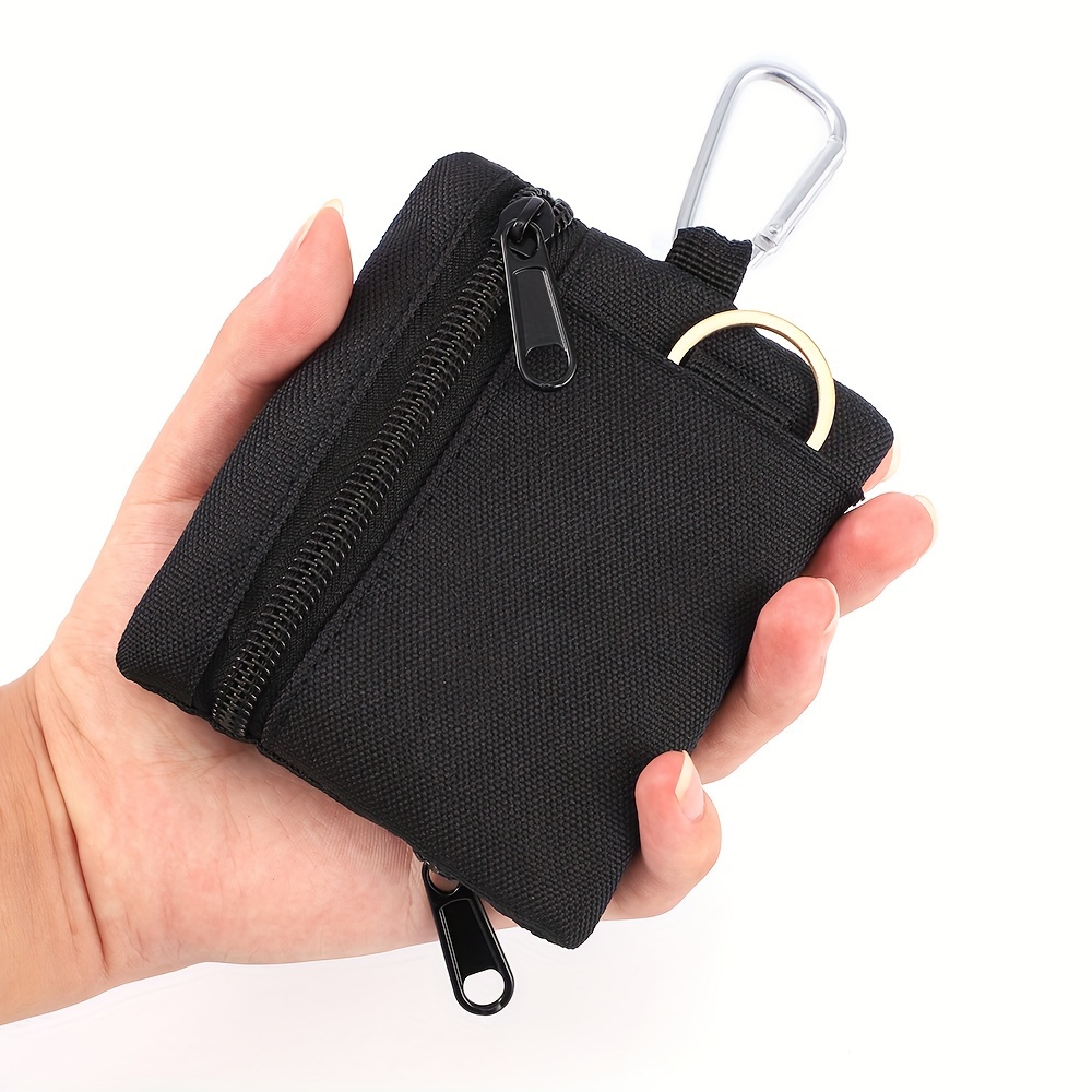 Compact Khaki Oxford Zippered Pouch Sporty Outdoor Wallet, Coin Purse  Card Holder for Casual and Adventure Use, Mini Purse