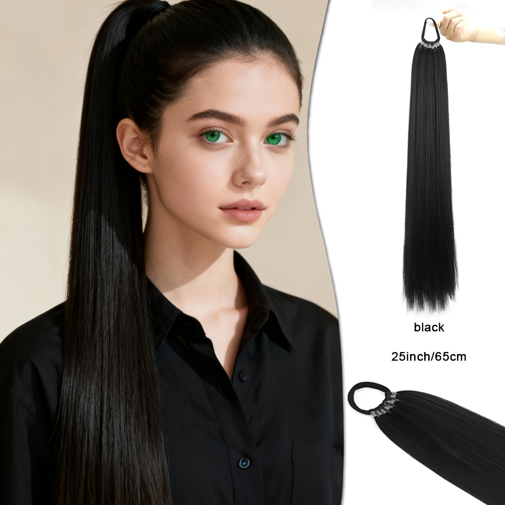E-shop 18/22/26-Zoll langer, gerader Pferdeschwanz - Multifunktionales Haaraccessoire, geflochtene Haarverzierungen, bestehend aus neun kleinen