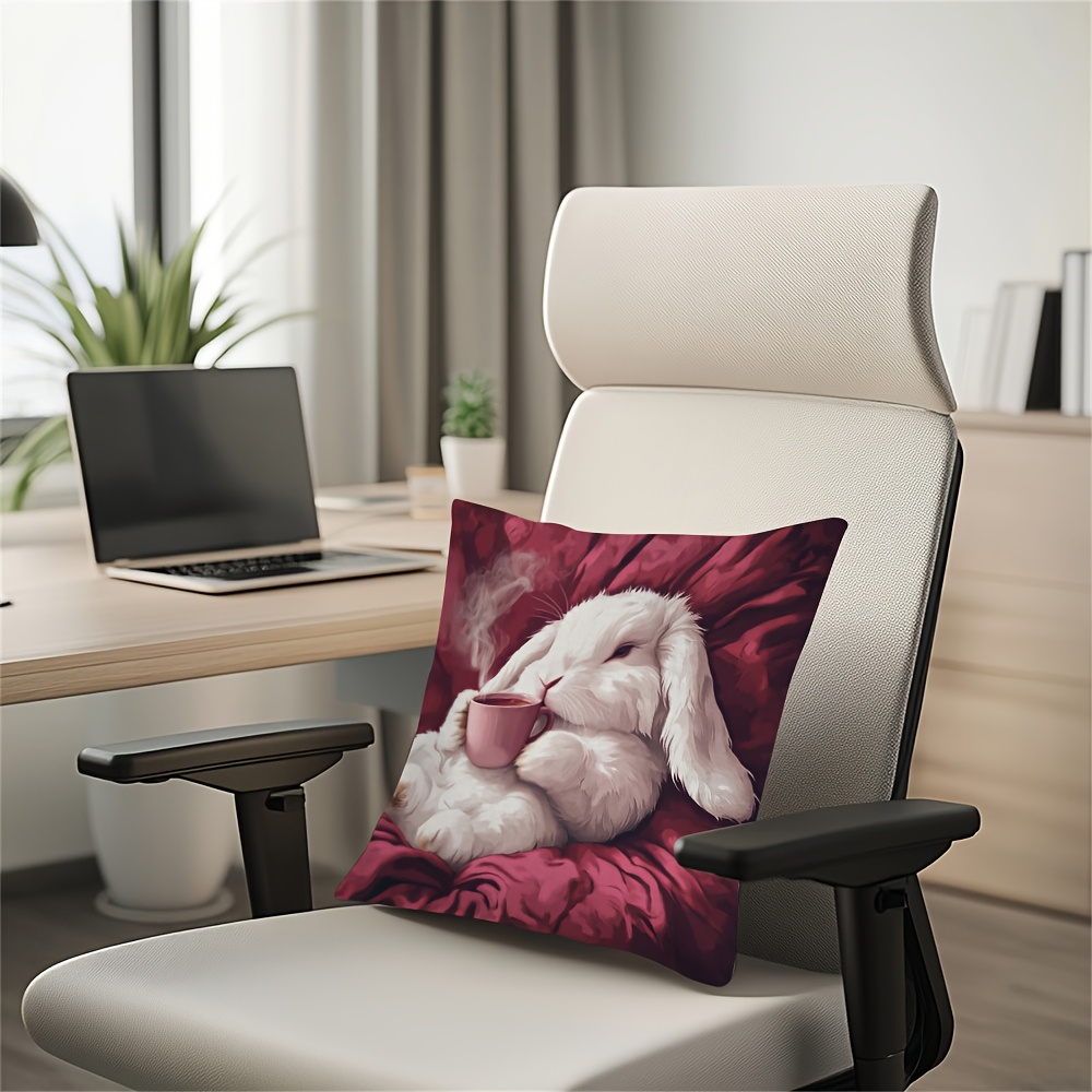 

Lop Eared Rabbit Throw Pillow Cover - Double-sided, Zippered Polyester Cushion Case For Living Room Decor, Machine Washable (pillow Not Included), Best For Christmas