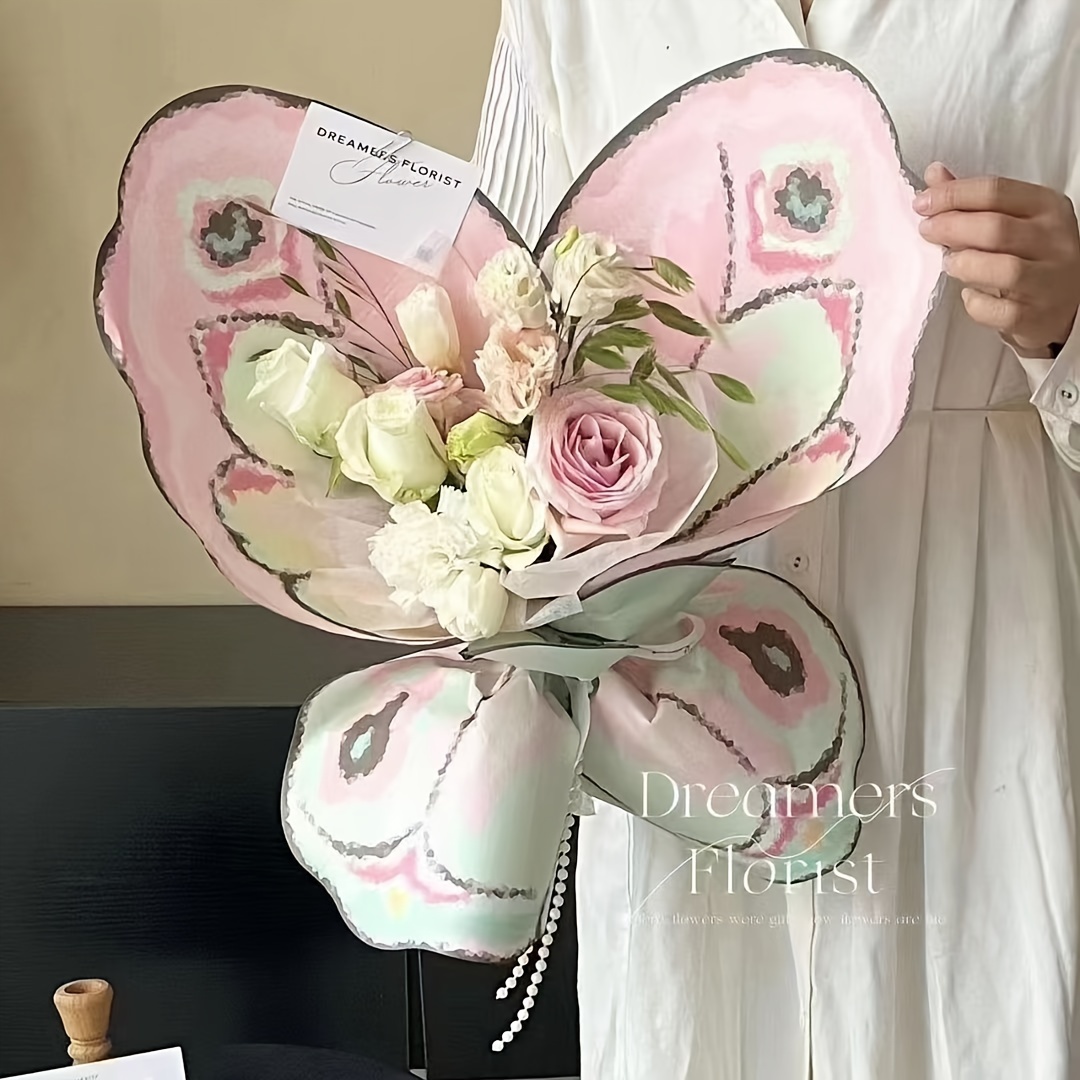 

Papier d'Emballage Floral Aile de Papillon 20 Pièces - Rose & Magenta, Thème Fantaisie pour Cadeaux de Mariage et Fournitures de Fleuriste.