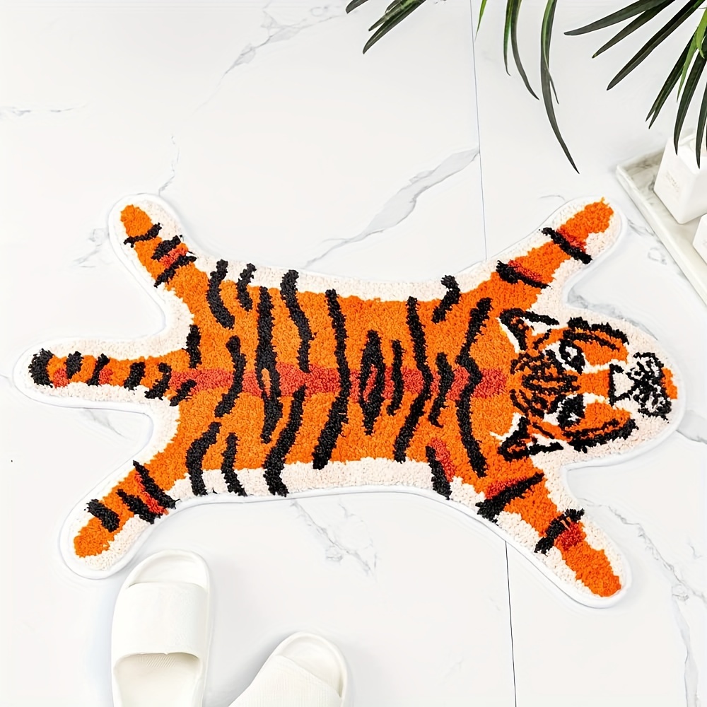 

Funny Tiger Bath Mat For Bathroom, Cute Cartoon Bathroom Rug Non Slip Animal Shaped Absorbent Preppy Small Bathtub Rug Bathroom Decor Aesthetic Plush Shower Rug Machine Washable