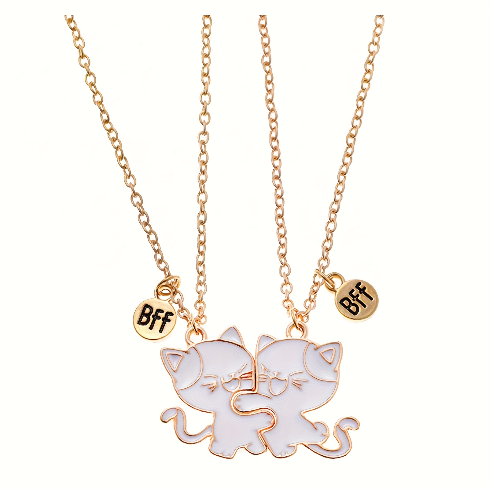 2pcs Cat Friendship Necklace with Pendant Set