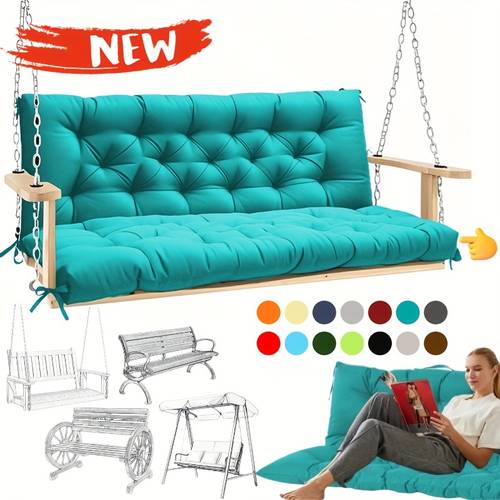 outdoor porch swing cushions with backrest waterproof bench cushion with ties 3 seater swing cushions replacement for outdoor furniture patio garden backyard 60x40x4inch