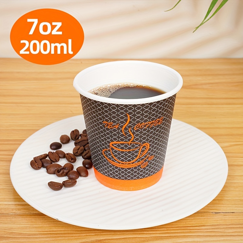 100 pack 7oz 200ml disposable coffee cups lids thick paper - Temu  Philippines