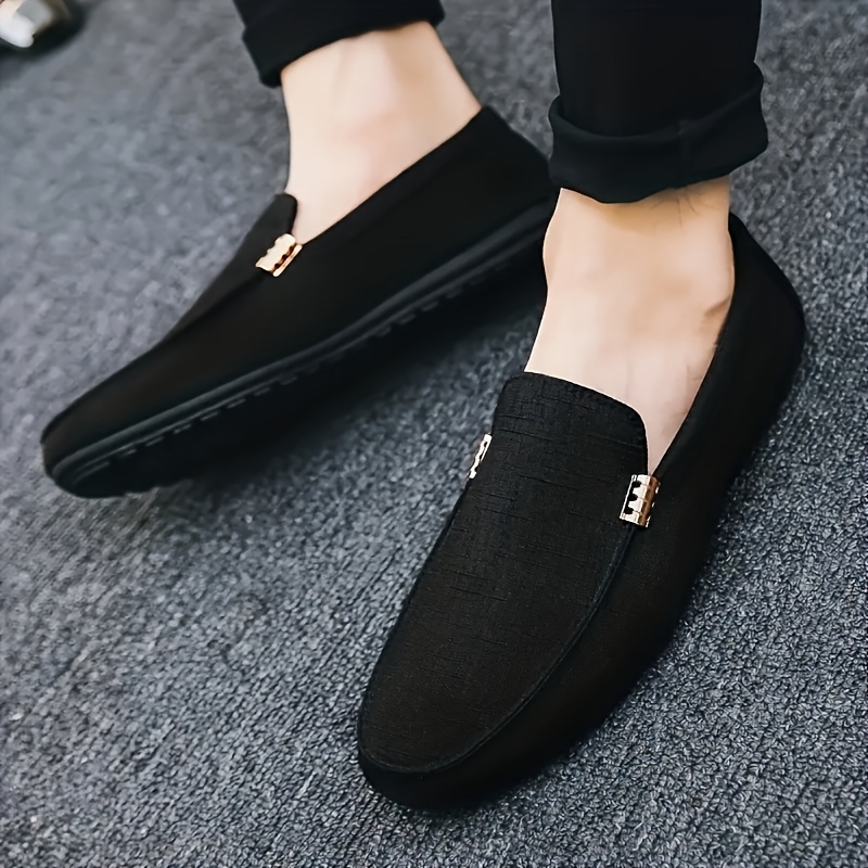*'s Slip-On Loafers Casual Comfortable Flat Shoes with Golden-Tone  Accents, Breathable Fabric Upper Non-Slip PVC Sole Indoor/Outdoor