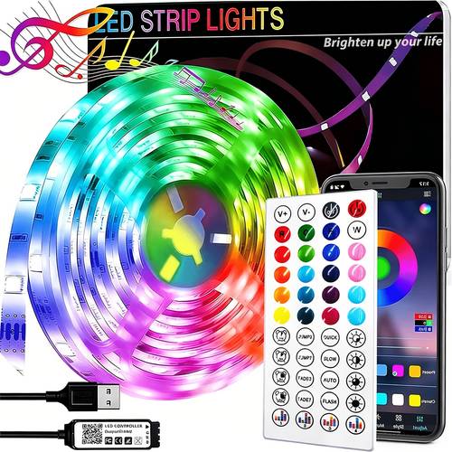 LED Light Strips That Support Music Synchronization, with Adjustable Timing And Color Temperature, And Remote Control Via App. Suitable for Decoration In Living Rooms And Bedrooms, And Essential Lighting for Festive Parties.