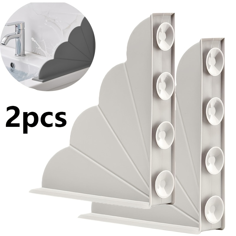 TEMU 2pcs Bathtub Splash Guard With Suction Cups - Removable Barrier | Bathtub Water Guards | Shower Guard Stopper Aesthetic Large Wave Suction Cup