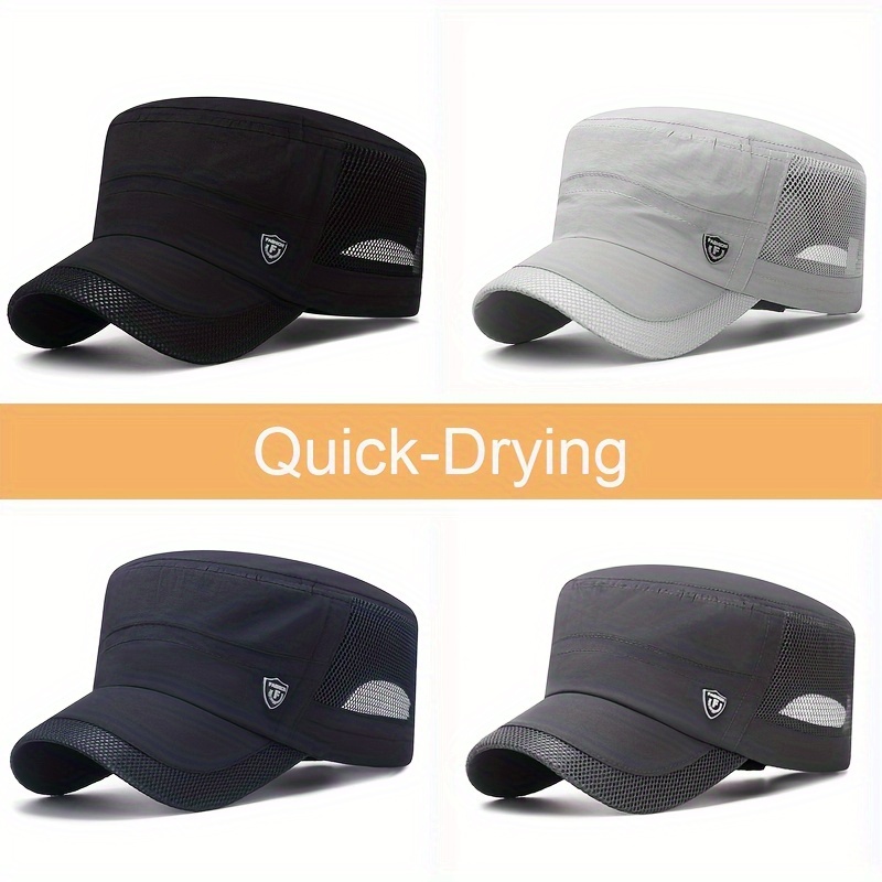 

1pc Unisex Summer Sun Protection Quick- Drying Hat, Thin Breathable Mesh Flat Top Baseball Cap For Spring And Summer Outdoor Activities