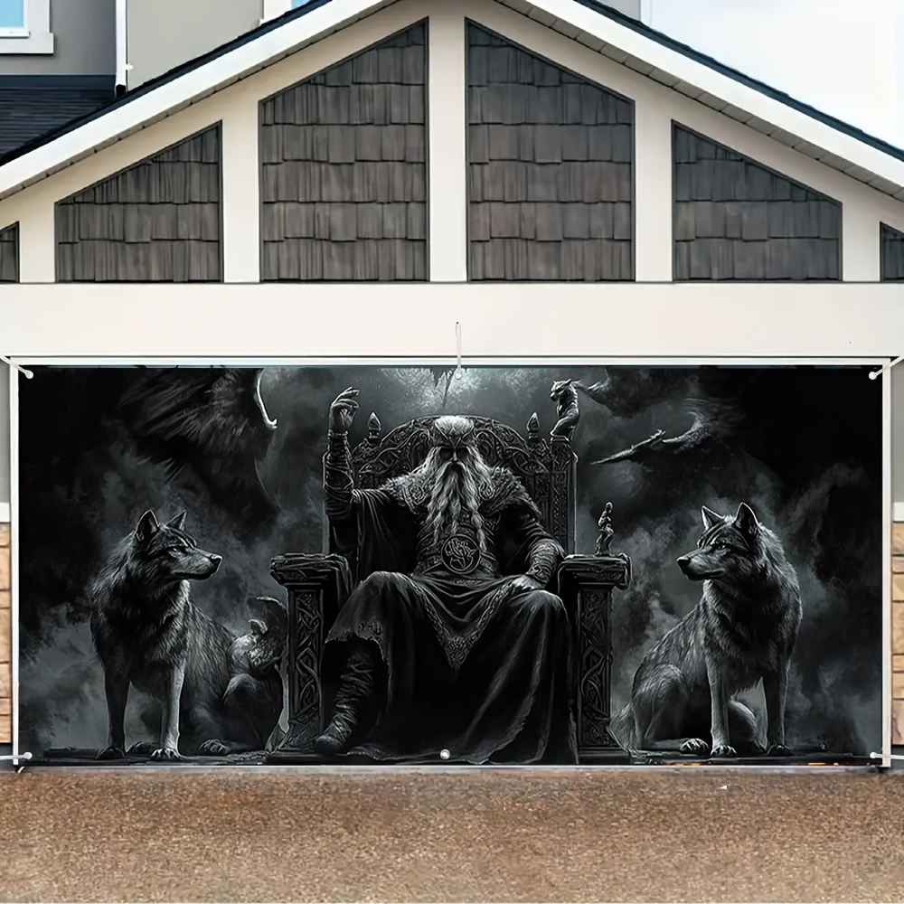 

1pc -inspired High-quality Fabric Garage Door Cover, No Power Needed - Ideal For Outdoor Celebrations And Photo Booths, Garage Door Cover