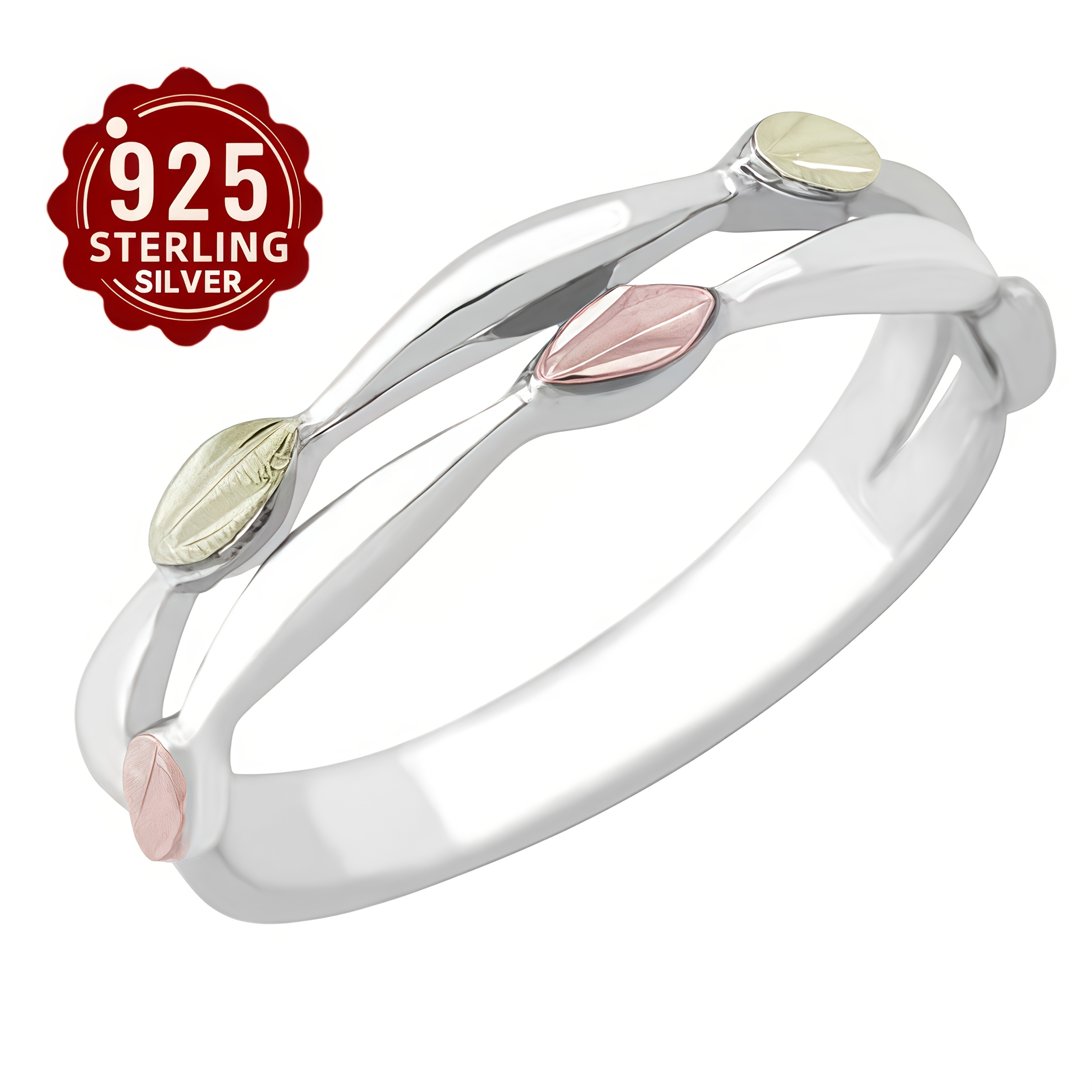 TEMU Bague de luxe en argent S925 avec de feuille et de fleur, de style minimaliste , adaptée pour , les fêtes et comme cadeau de la Saint-Valentin