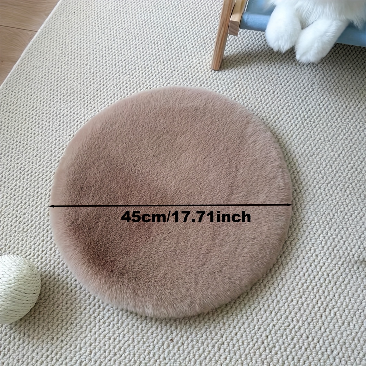 TEMU 1 pieza, Alfombra decorativa redonda de tela de sintético, estilo nórdico, color sólido y moderno, material lavable para accesorios de