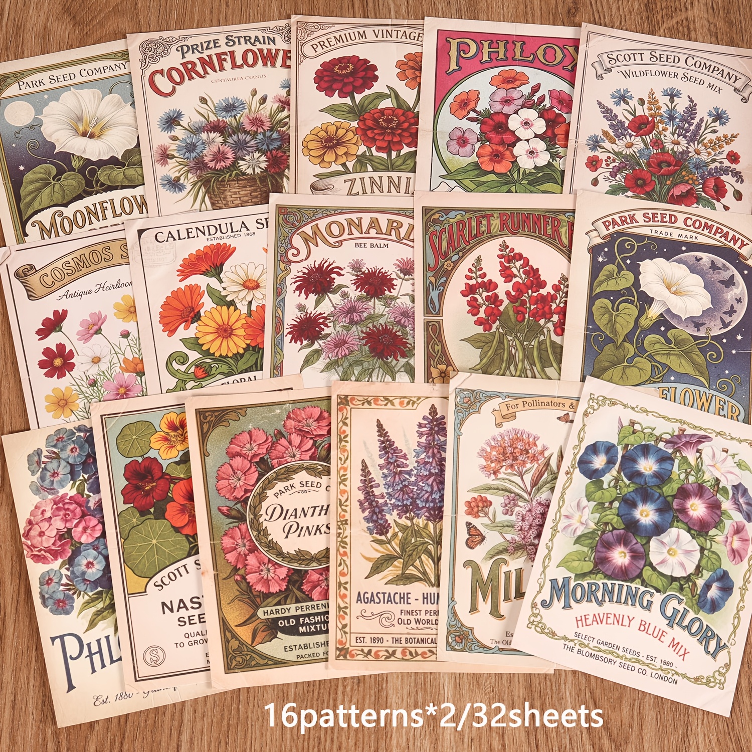 32 listov vintage cvetlične papirne kartice za junk journal, za pripomočke za scrapbooking, obrt, podloga za ozadje, dekoracija za kolaže, ročno