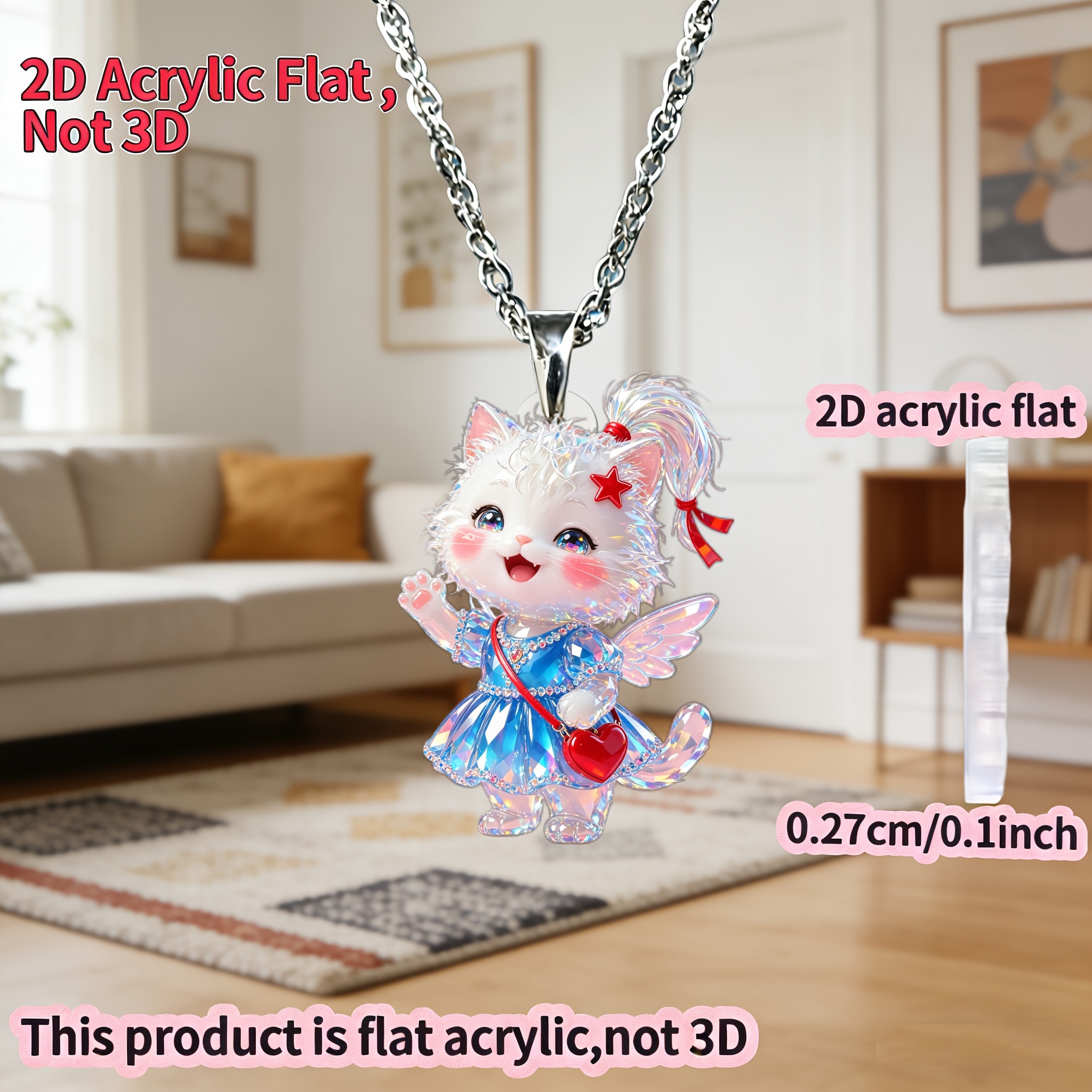 Unisex Cute Kitten Y-Shaped Necklace, Light Luxury Design