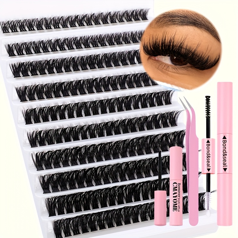 800 621 180 2pcs clustered self false eyelashes diy kit wild makeup style mixed length 8 18mm d with false eyelash tweezers brush remover and grafting tool suitable for beginners perfect mothers day valentines day gift details 2