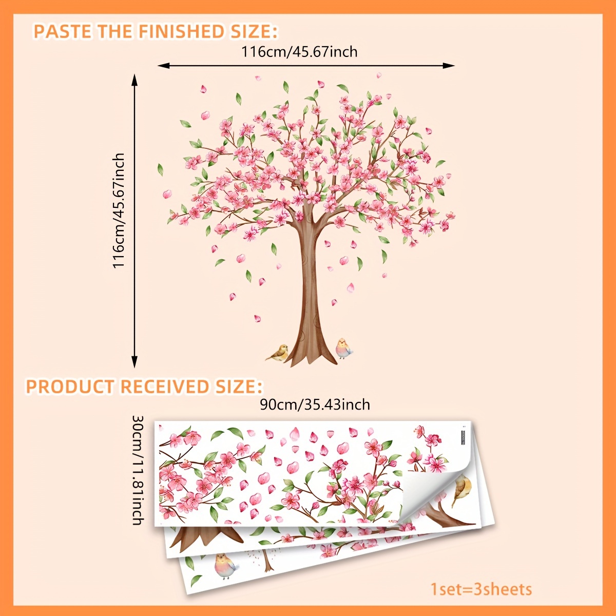 Image of A Set Of 3 Sheets (30*90cm*3pcs) Hand-painted Petal Background Wall Stickers Bedroom Room Living Room Decoration Wall Stickers Self-adhesive Removable Wall Stickers (ms9265-yx)