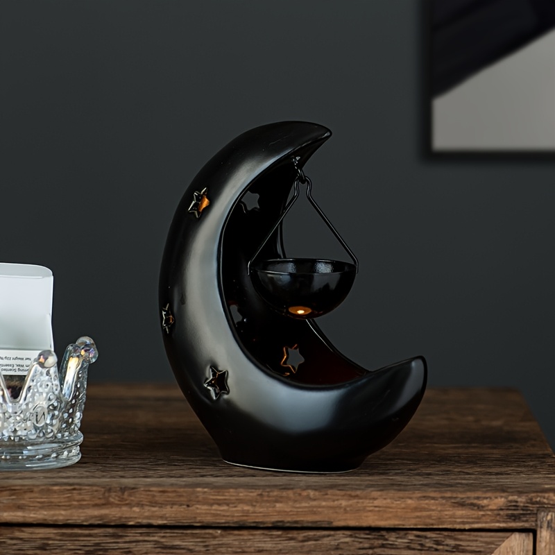 Image of Creative Middle Eastern Hot Selling Star And Moon Ceramic Candle Holder Essential Oil Diffuser Living Room Desktop Arabian Decor Eid Gift, Best For Christmas, Perfect For Thanksgiving
