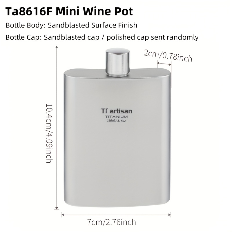 Image of Tiartisan 1pc Pure Titanium 100ml/3.52oz Small Bottle, Outdoor Camping Ultralight Portable Mini Hip , Sealed Leakproof Pot, Drinkware(sandblasted Or Polished Bottle Caps At Random)