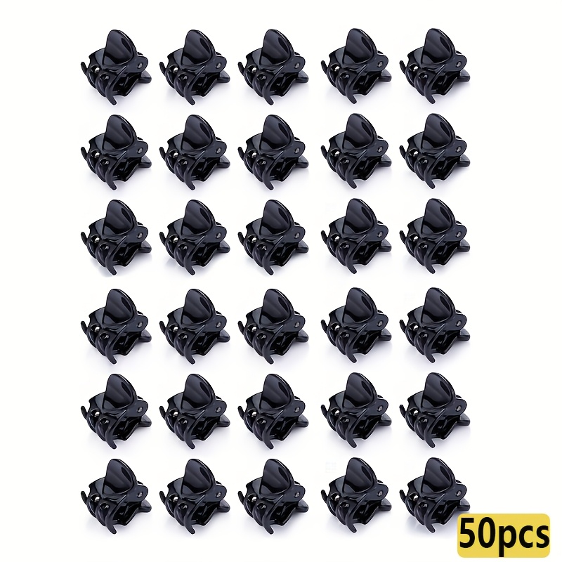 TEMU 50 Stück schwarze Mini-Krallenclips, neue kleine Pony-Clips, ausgefranstes Haar-Clips, Stirn-Prinzessinnen-Haaraccessoires, Seitenclips,