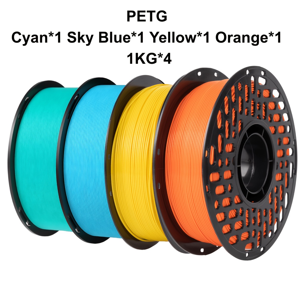 Premium Petg 3d Filament 4kg/8.8lbs 4 Rolls 1.75mm +/-0.02mm Strong Toughness Odorless Better Flow Moistureproof 3d Printing Fast Delivery Wide Compatibility