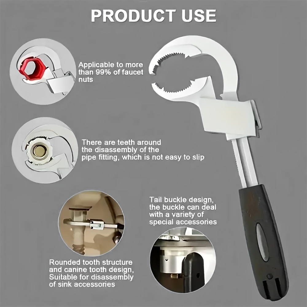 multi function adjustable wrench set multi function maintenance tool for bathrooms and other   spaces and plumbing Product details 4