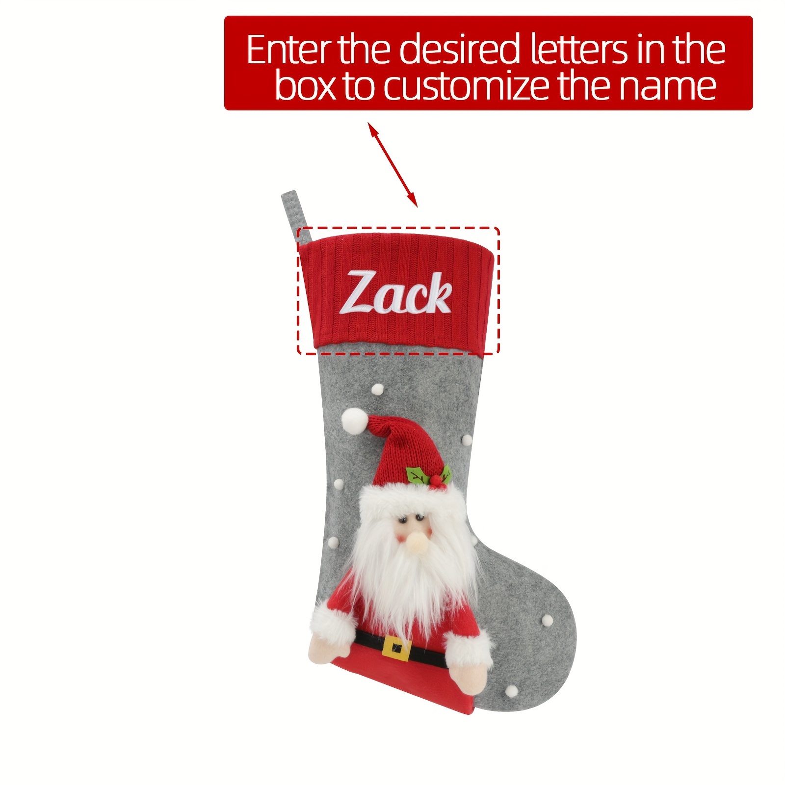 TEMU Personalized Christmas Stockings - Custom Embroidered Names, 3d Character Designs, Suitable For Family Christmas Celebrations, Perfect 18-inch