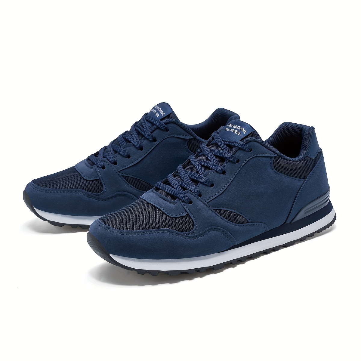 Men'S Stylish Low-Top Sneakers - Breathable Mesh, Lace-Up Running Shoes with Stylish Gray and Navy Design, Perfect for Casual and Street Wear, Casual Street Shoes|Minimalist Style|Breathable Upper, Sneakers