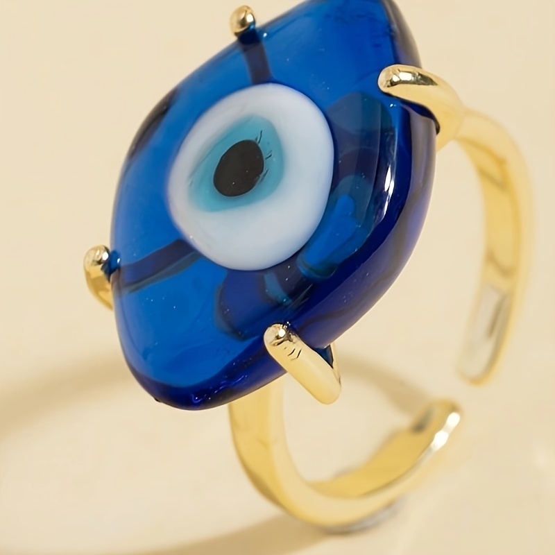 

1pc Hip-hop Trendy Women's Blue Eye Style Ring, Halloween Decorative, Casual Style Fashion Accessory, Versatile For Outings, Recommended Gift For Halloween And Thanksgiving, Cute And Vacation Style