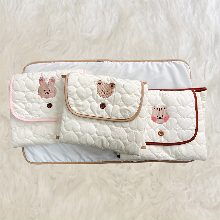 cute beige embroidered animal diaper changing pad for     details 7