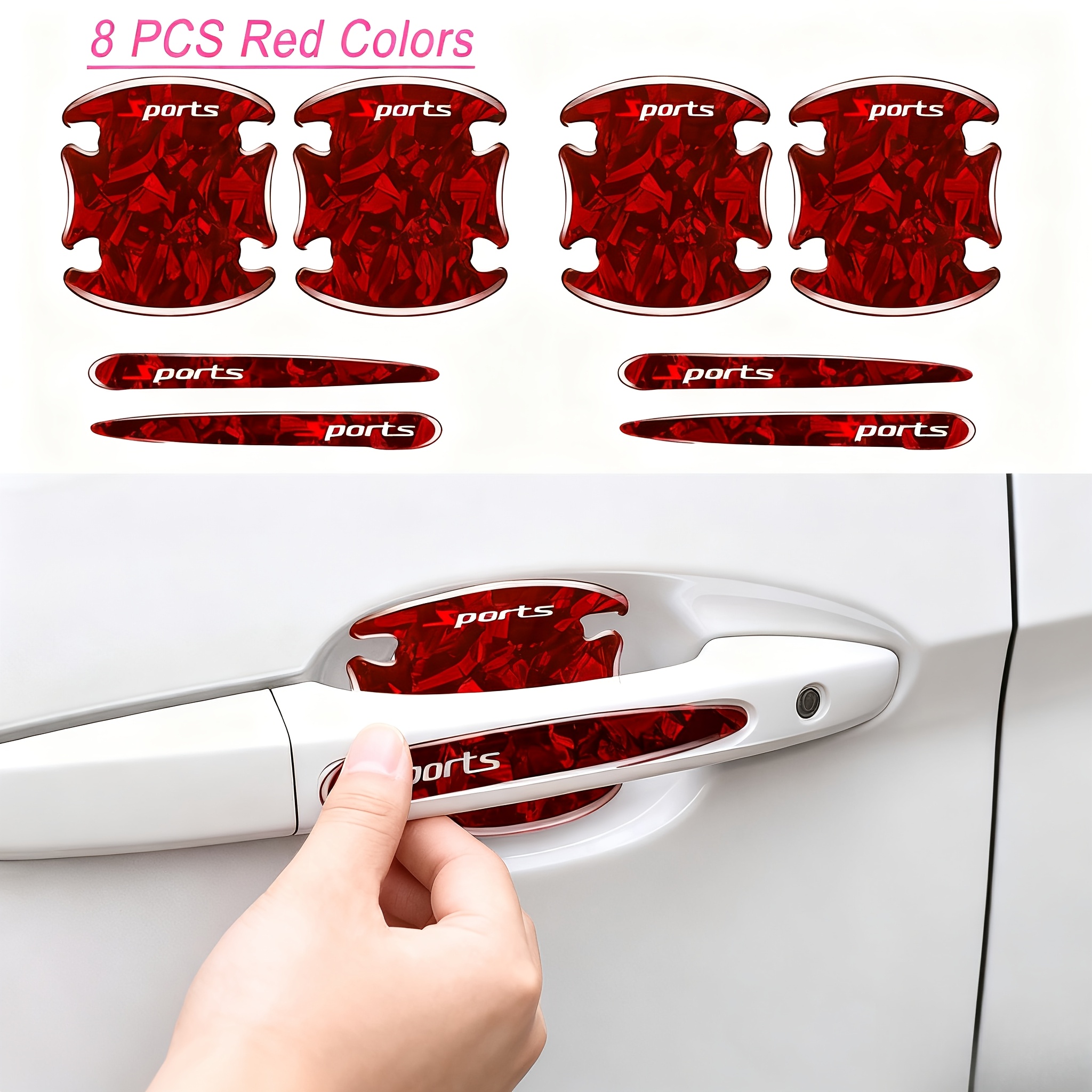 8pcs of new   pattern car door bowl door handle protective stickers car gift anti collision strip protective covers scratch resistant and wear resistant Product details 2