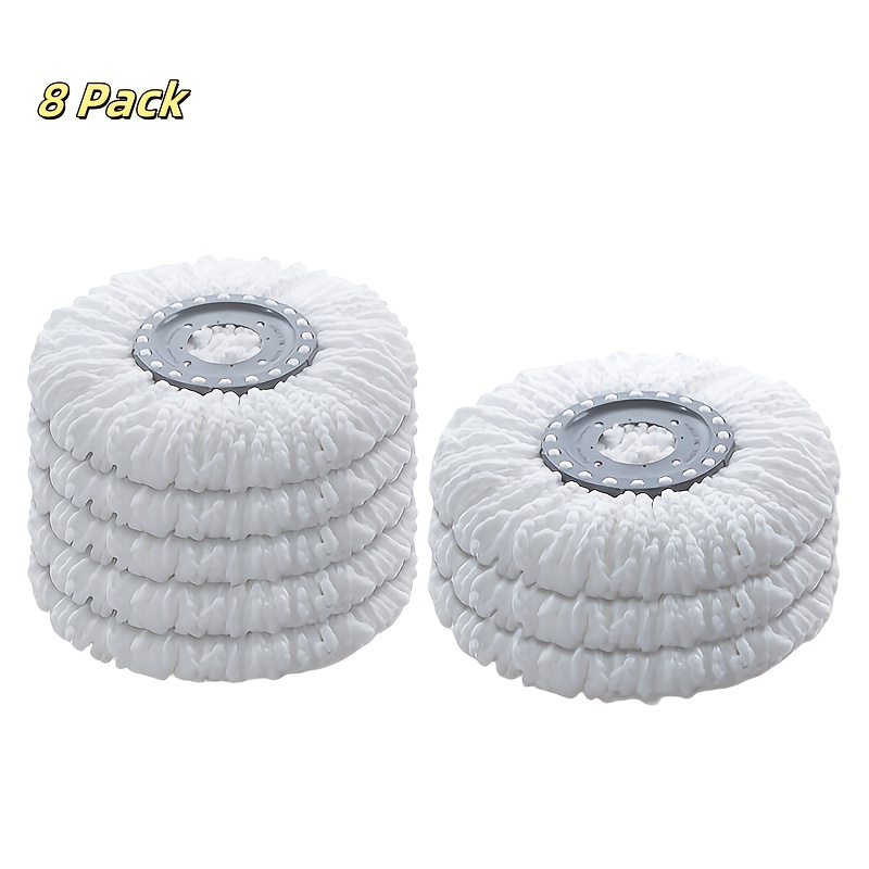 TEMU 8 Easy-to-clean Microfiber Spin Mop Heads, Durable Polyester, Quick Dry, Reusable Mop Replacements For Home And Office Cleaning, Mop Replacement Heads, Quick Dry Mop, Durable Mop Heads