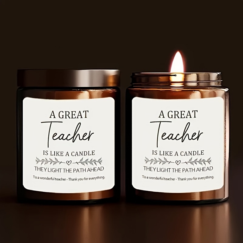 TEMU 8 Sheets Of 2-inch Waterproof Polypropylene Candle Jar Stickers - "a Great Teacher Is Like A Candle" Teacher's Day, Graduation Season Gifts &