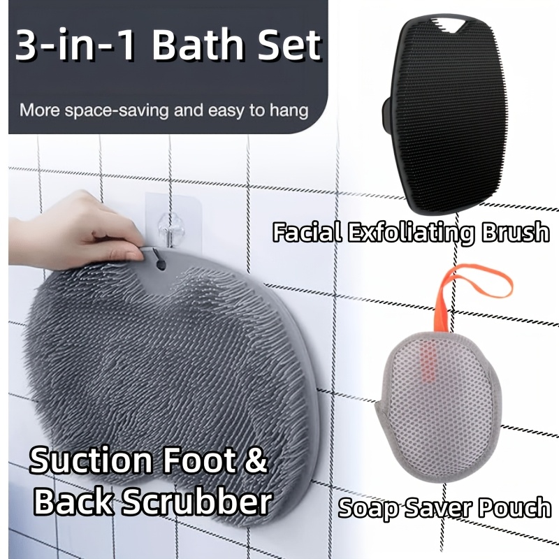 3-In-1 Daily Bath Shower Care Set with Exfoliating Brush