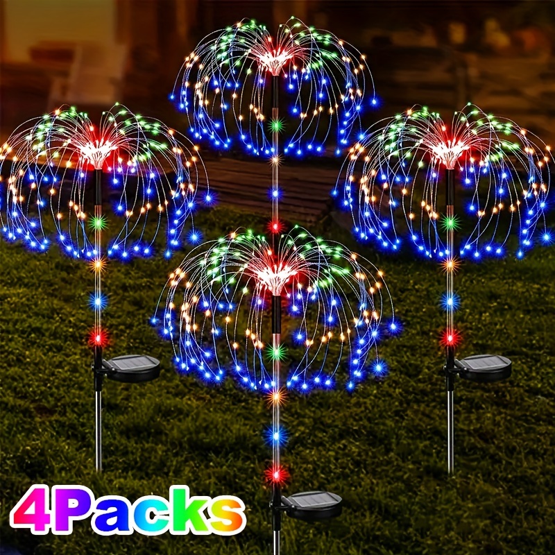1/4pcs Solar Outdoor Garden Led Lights, Solar Fireworks Lights, Garden Fireworks Lights, 8 , Fairy Decorative String Lights, Suitable For Courtyard, Flower Bed, Terrace, Flower Pots, , Lawn Decoration