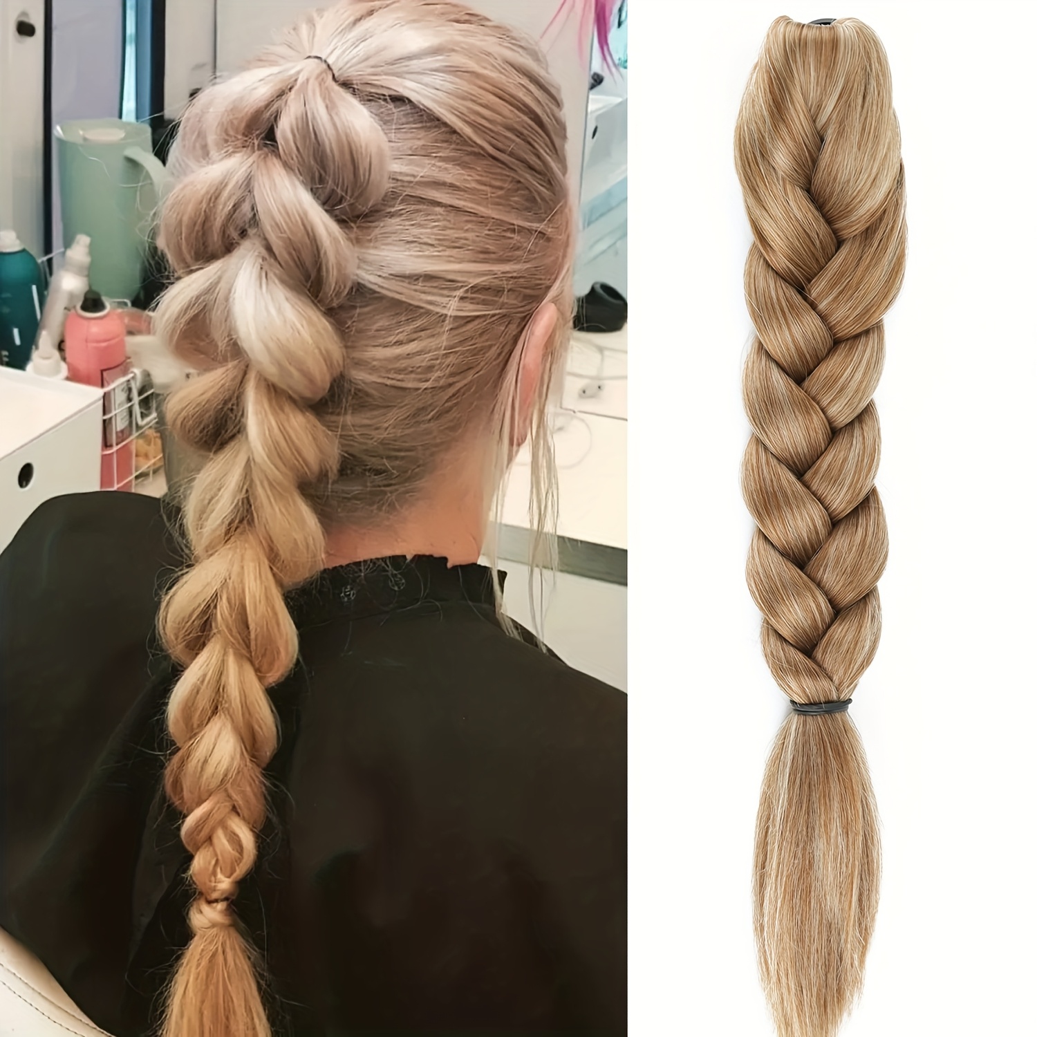   Women S Braided Claw Clip Ponytail Extensions - Secure Clip-On Ponytail with  /Black/, Synthetic Hair for Volume & Length, Everyday & Halloween Hairstyles - Easy to Style with  , Quick Hairstyle Upgrade, Sleek Hairstyle, Seamless Blend, Fashion Enthusiasts