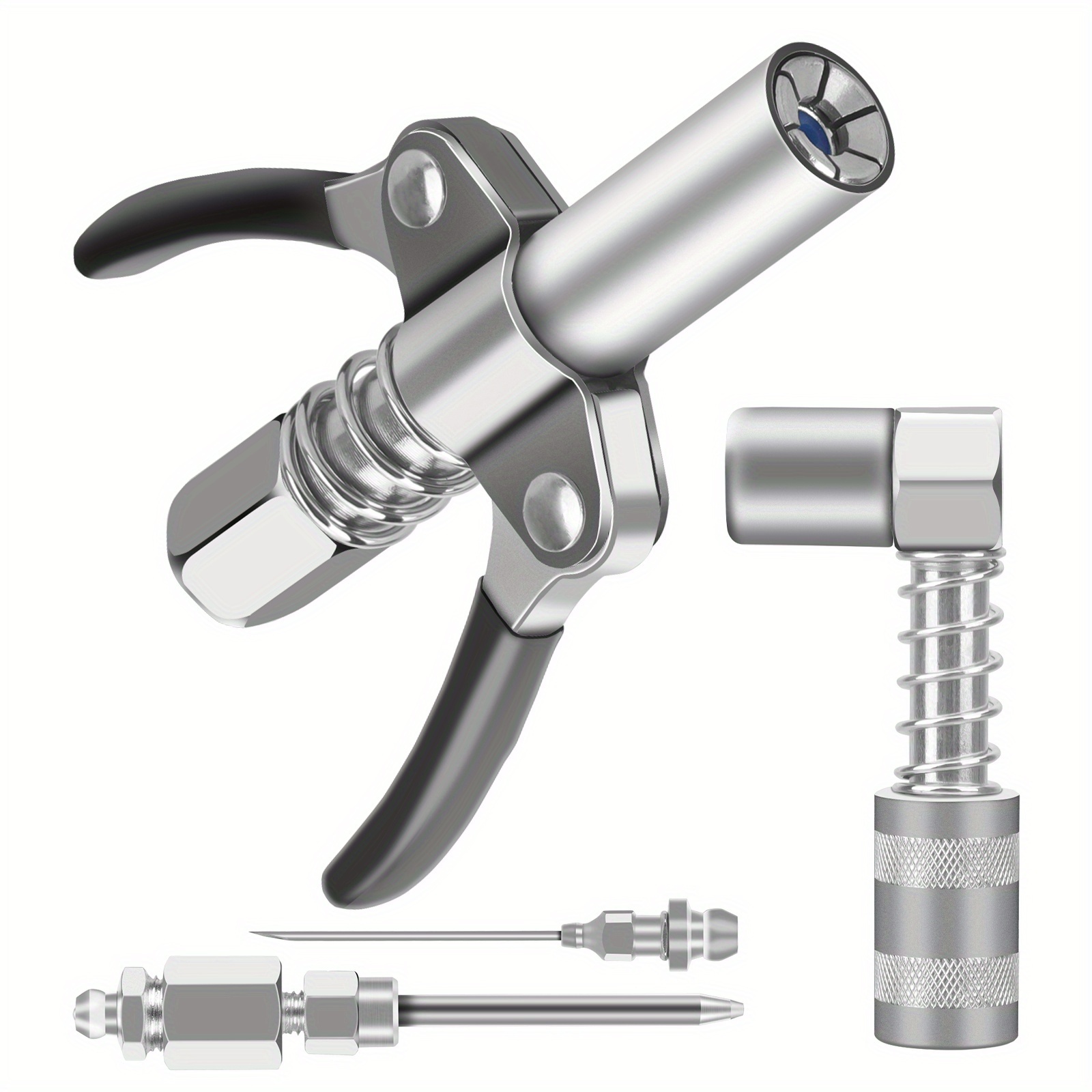 TEMU 4pcs/set Grease Gun Fitting Kit, Double Handles Grease Gun Coupler, 90 Degree Adapter Injection Needle Dispenser Universal