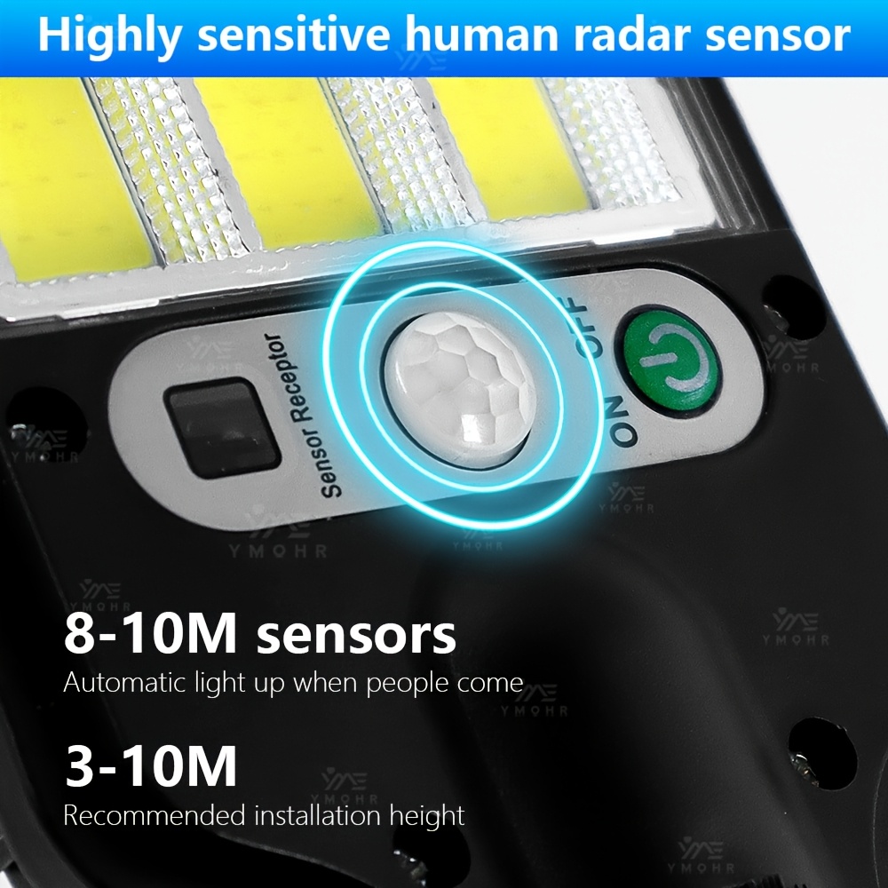 1  bright solar outdoor lights 108 cob solar lights outdoor wall light led light sensor movement outdoor solar spotlight garden decoration outdoor solar lights   street light Product details 12