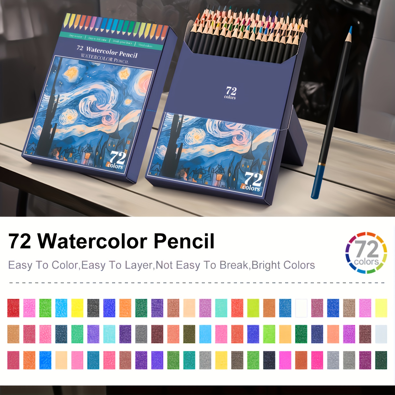 Image of 24/36/48/72/120 Professional Colored Watercolor Pencils Set For Adults & Teens - Premium Art Supplies With Vibrant Colors, Pencils For Professional Artistic Use, Ideal For Painting, Drawing & Crafting