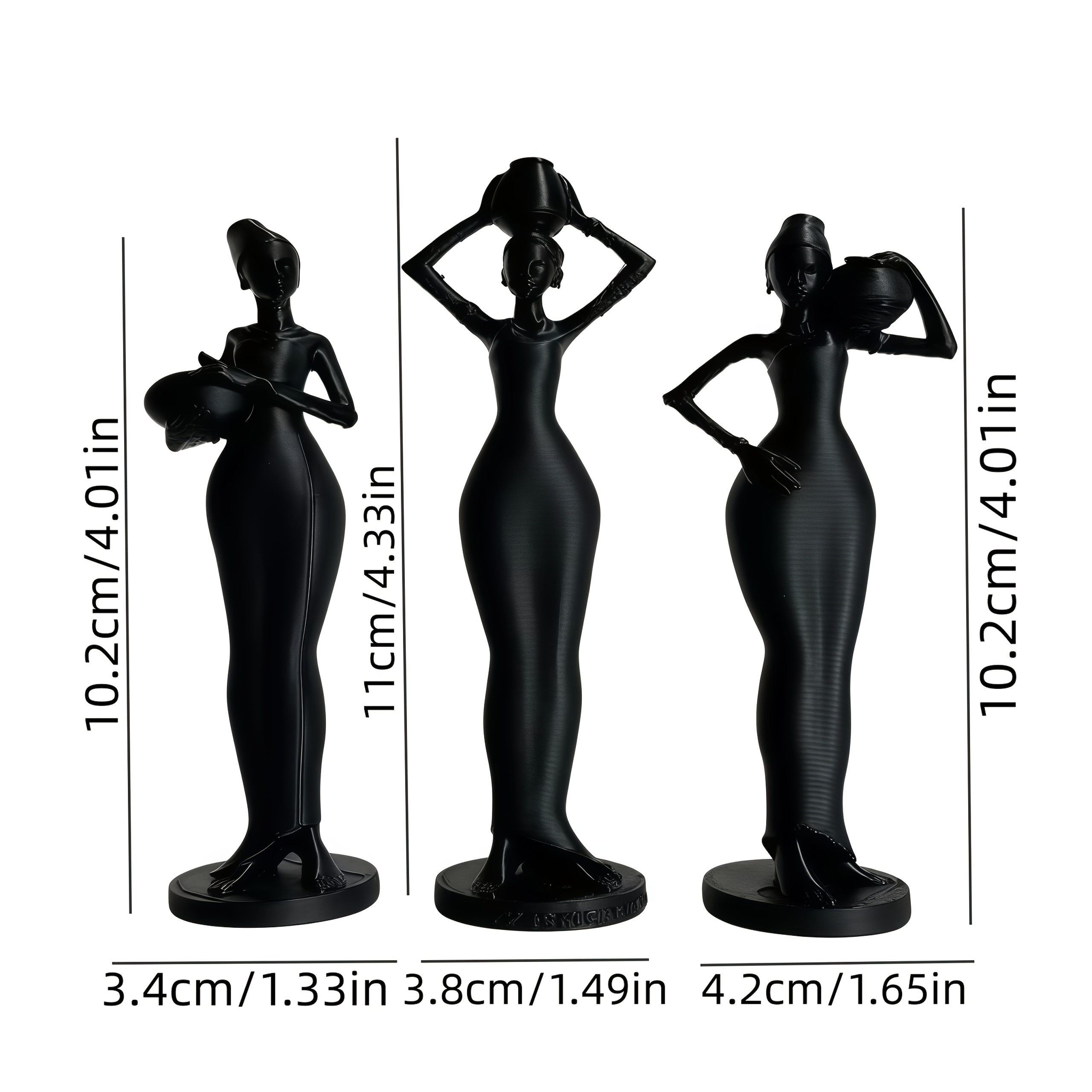 TEMU 3pcs - Ensemble de statues de femmes africaines, Statue de femmes tribales avec bouteille d'eau, Ajouts de sculptures de style ethnique,