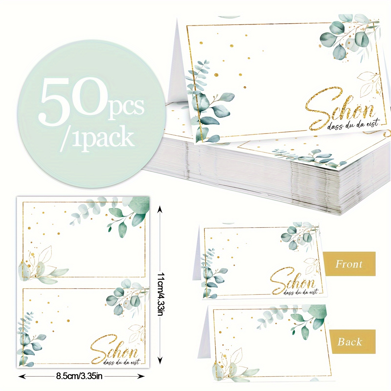 Elegant 50-pack Of Cards For Events: 'schön Dass Du Da Bist' Design, Suitable For Weddings, Engagements, And Baptisms