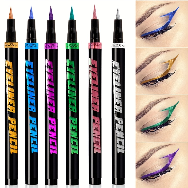 TEMU 6pcs Colours Eyeliner Waterproof Anti-blooming Lasting Makeup Gift Valentine Halloween Day Easter Christmas