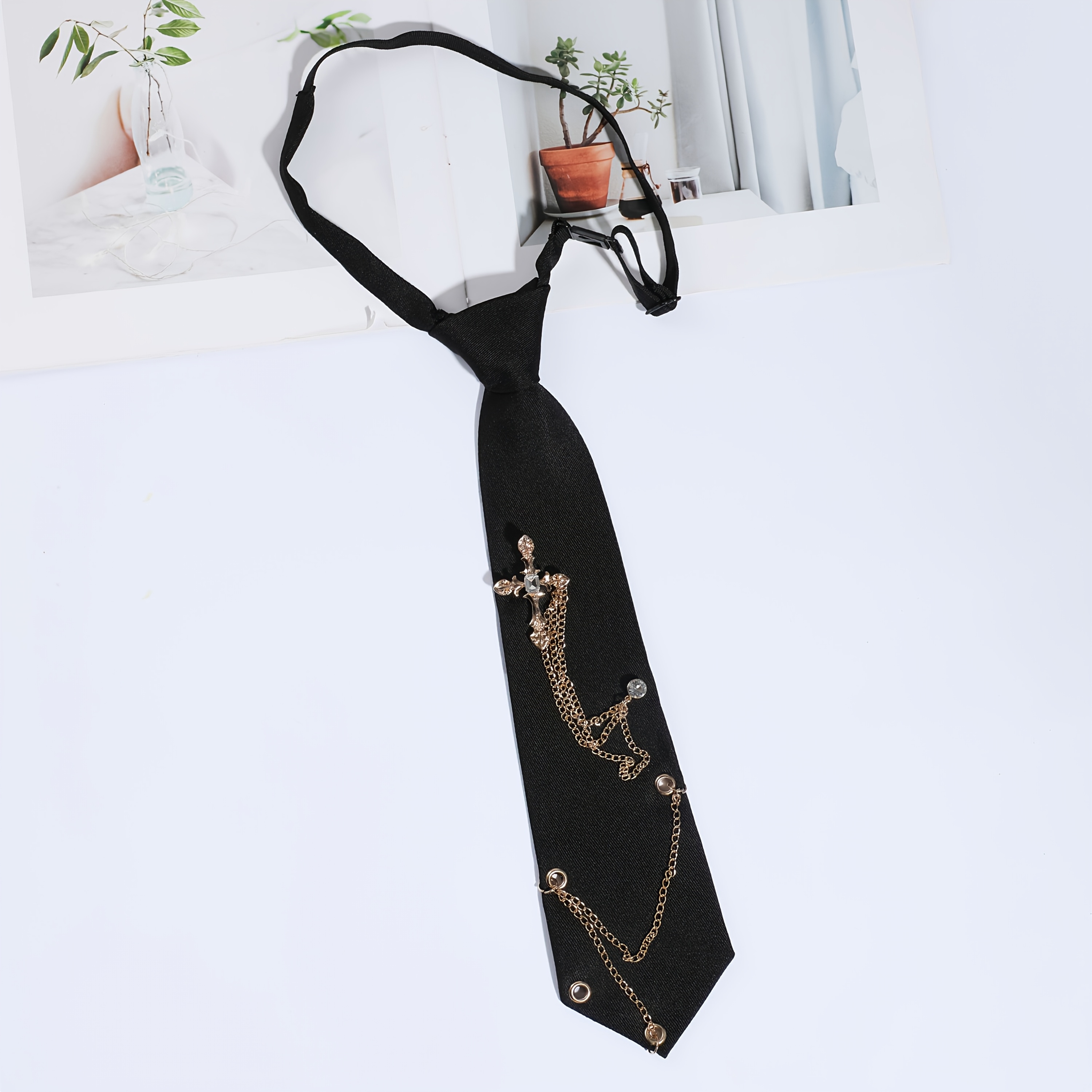 festive punk inspired necktie removable cross chain - Temu