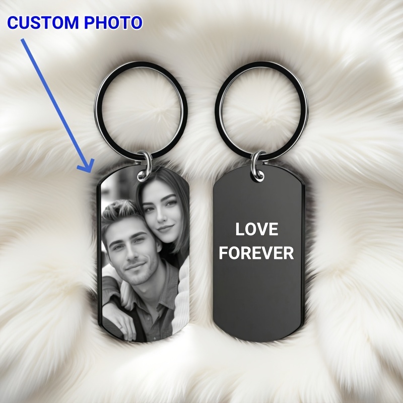 

Custom Photo Keychain - Personalized Stainless Steel Gift For Dad & Boyfriend, Laser-engraved Image